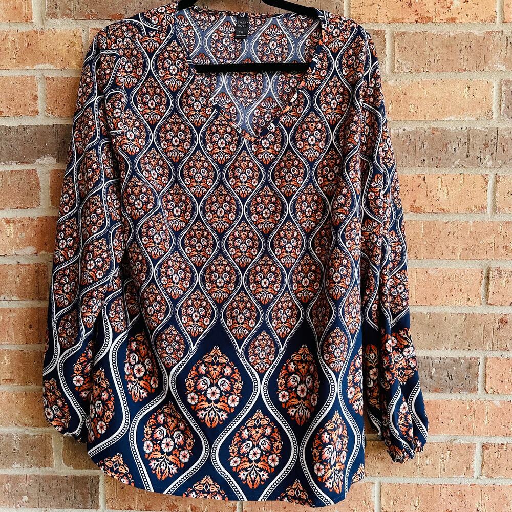 Emery Rose Pattered Blouse Size 3XL
